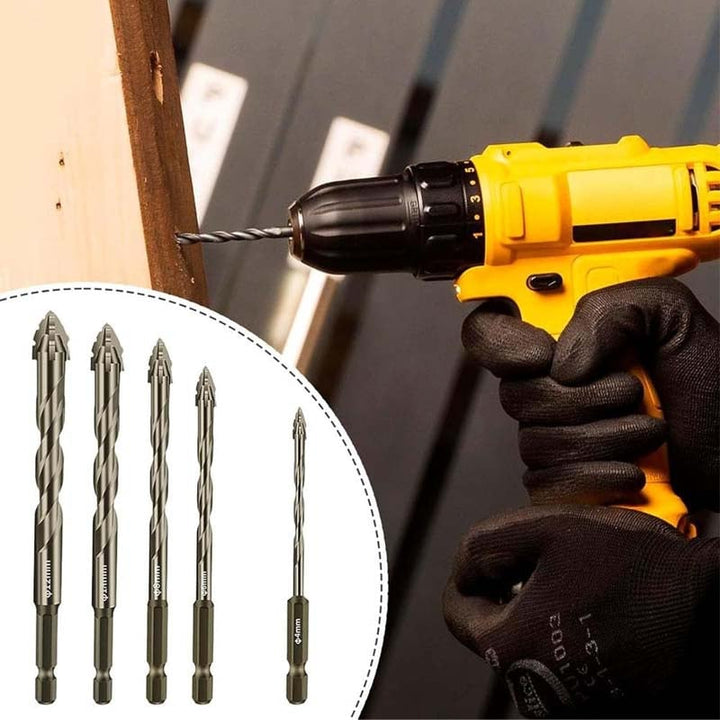 Serrated drill bit, excellent for both wood and metal drilling, titanium coated finish.