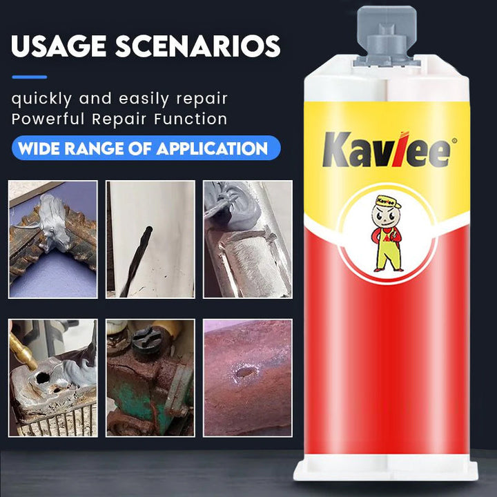 Versatile industrial adhesive for metal, plastic, and concrete repairs