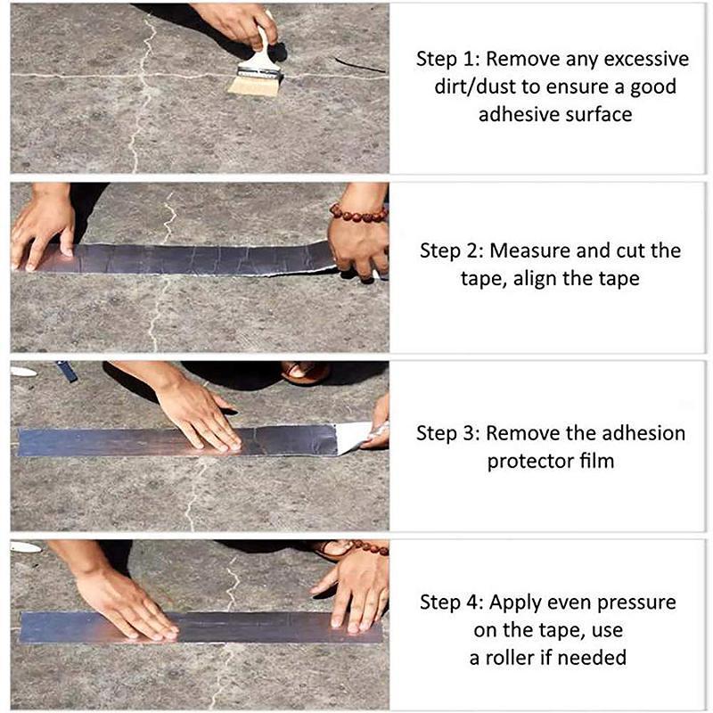 Butyl rubber repair tape, self-adhesive, for permanent sealing of cracks on roofing membranes
