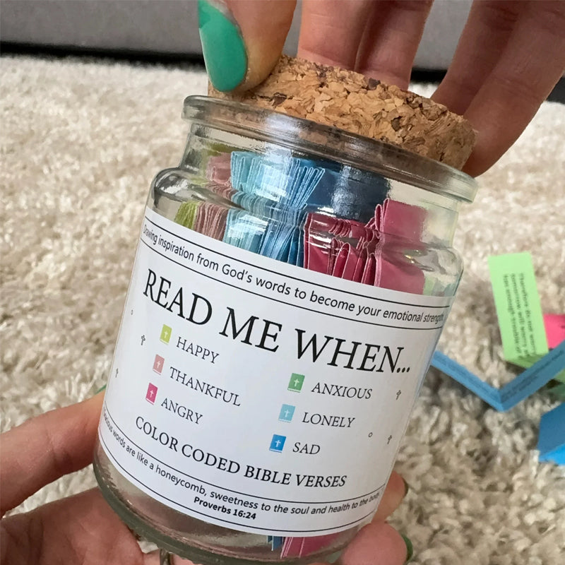 Inspirational 'Hope Jar' with Bible verses, perfect religious gift & stress relief decor.