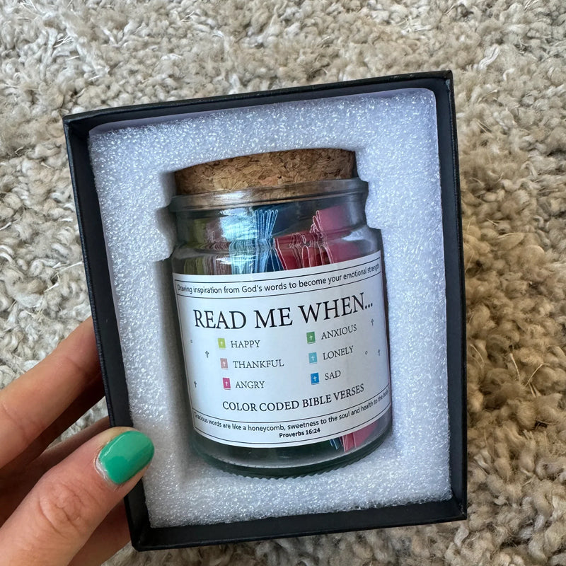One 'Hope Jar' open with a single Bible verse scroll being removed, for faith & hope.