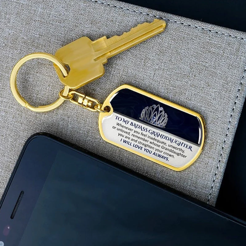 Keychain gift for granddaughter, inspirational 'Shine Bright' quote, treasured family keepsake