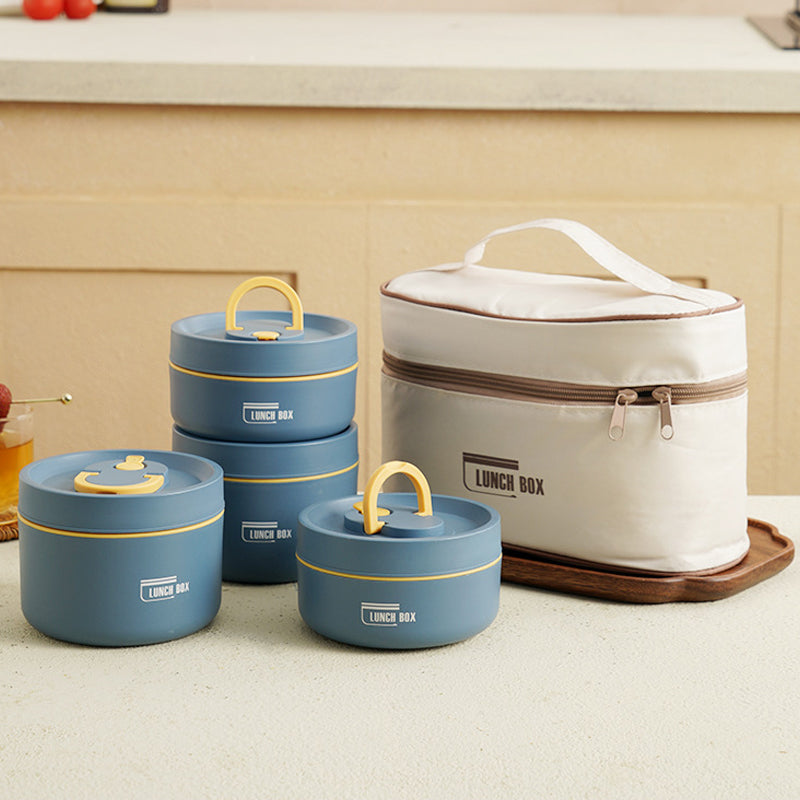 Stackable lunch box with thermal insulation, ensuring warm meals away from home