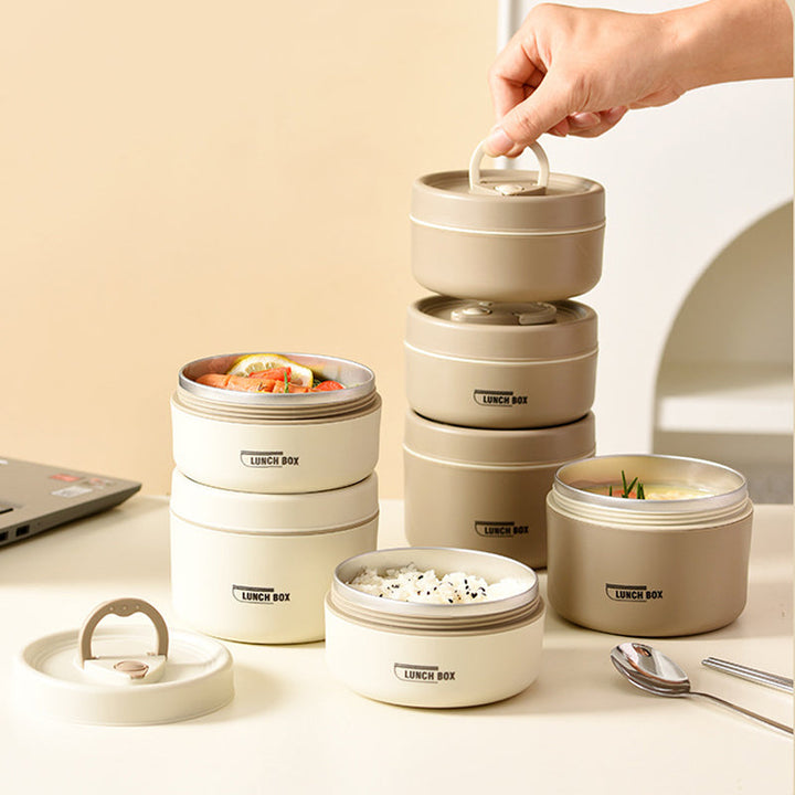 Stackable insulated stainless steel lunch containers, optimizing space for convenient food storage