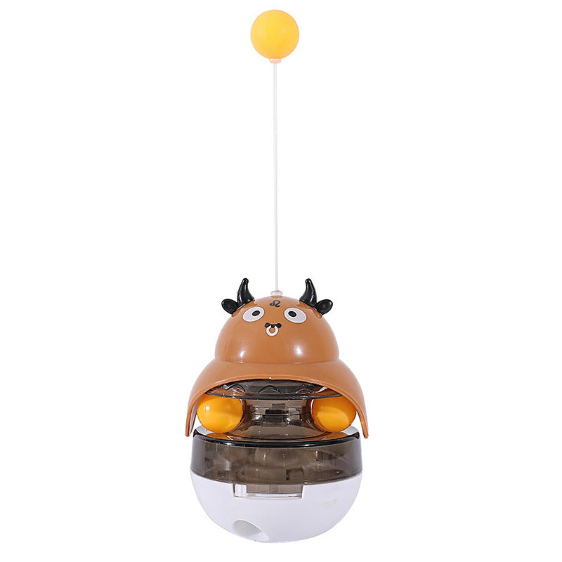 Interactive cat game, treat-dispensing tumbler, encouraging exploration and reward