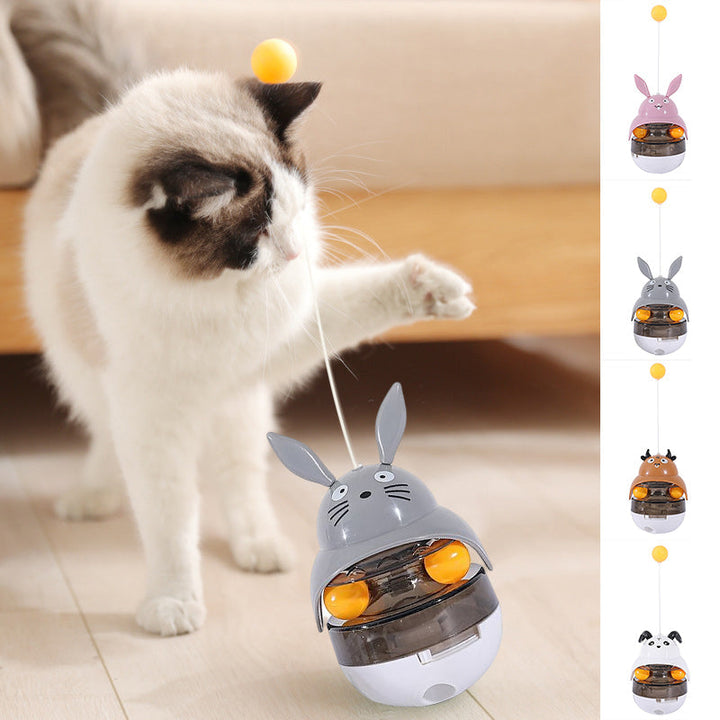 Interactive cat toy, tumbler style, helping to slow down eating for pets