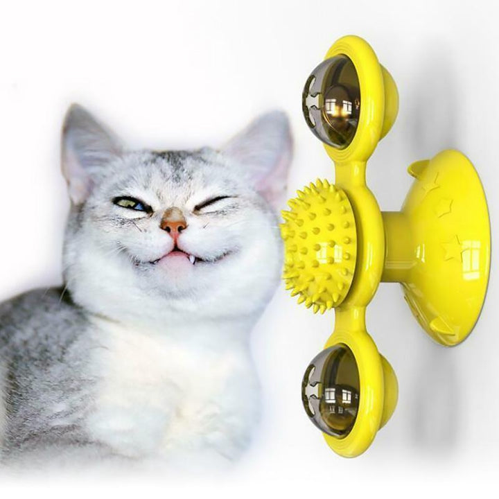 Interactive Cat Windmill Toy, suction base for active play & anxiety relief for cats