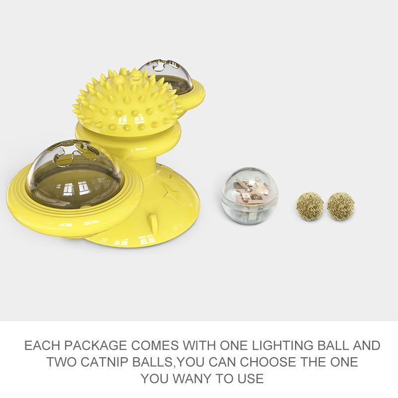 Cat Windmill Toy with suction cup, includes catnip ball for feline exercise & entertainment