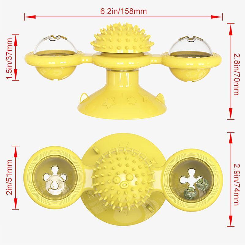 Multi-functional Cat Windmill Toy, rotating blades & bell, perfect for indoor cat exercise