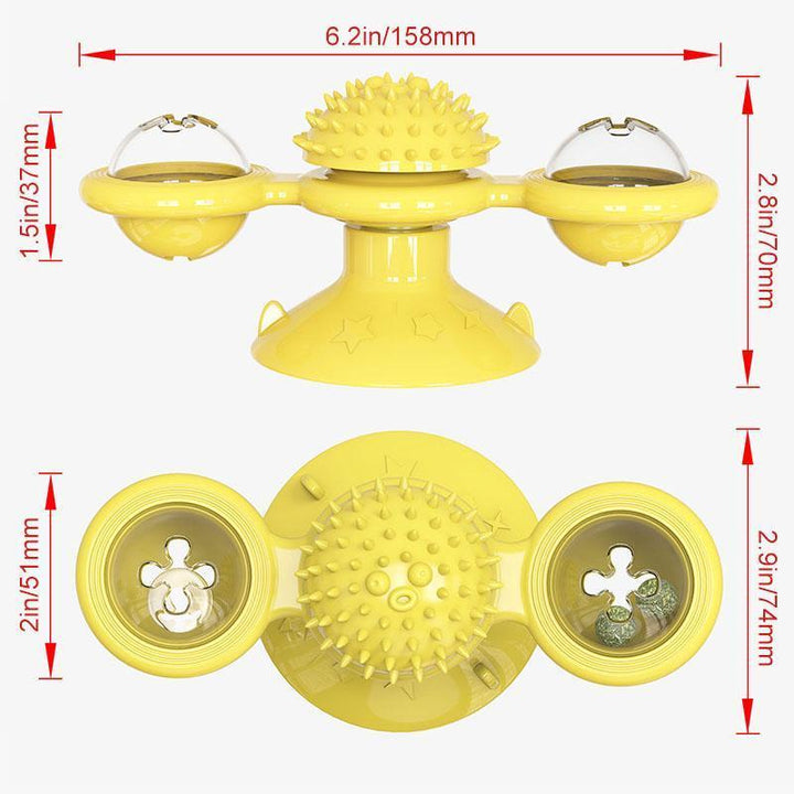Multi-functional Cat Windmill Toy, rotating blades & bell, perfect for indoor cat exercise
