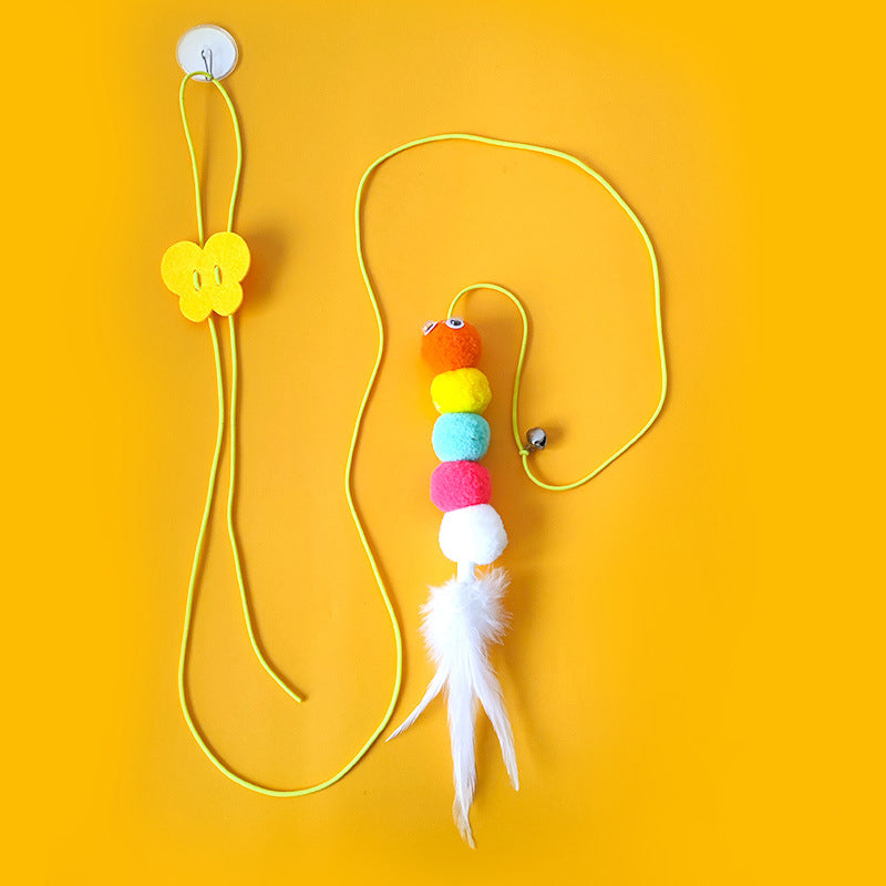 Before and after image of a cat's increased activity with the interactive hanging toy, promoting enrichment
