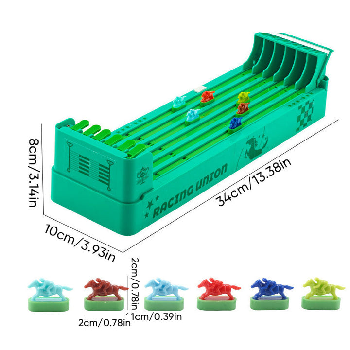 Brightly colored horse tokens from the board game, adding visual appeal to the interactive play