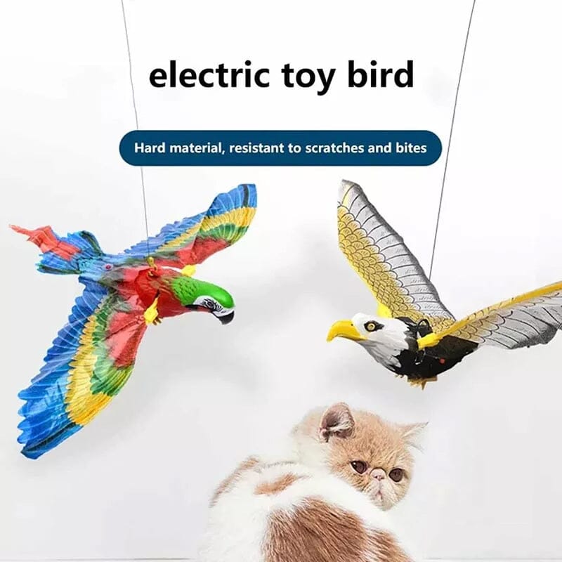 Close-up of a realistic Interactive Moving Bird Cat Toy with detailed plumage for pet engagement