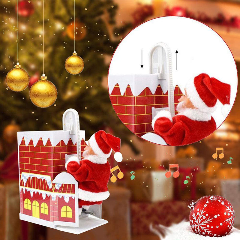 Interactive Musical Climbing Santa Christmas Decor, festive holiday electric toy for kids