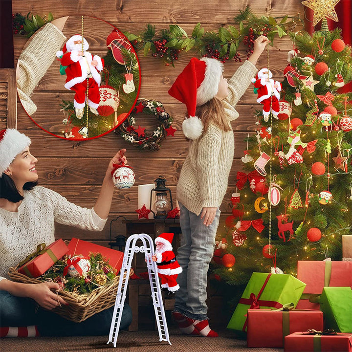 Decorate with a climbing musical Santa, a charming electric holiday toy