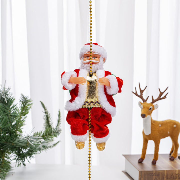 Full view of musical climbing Santa, a delightful Christmas decor and toy