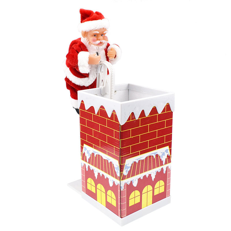 Electric climbing Santa, charming holiday decor, plays festive Christmas music