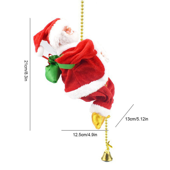 Detailed shot of climbing mechanism on musical Santa Christmas decor toy