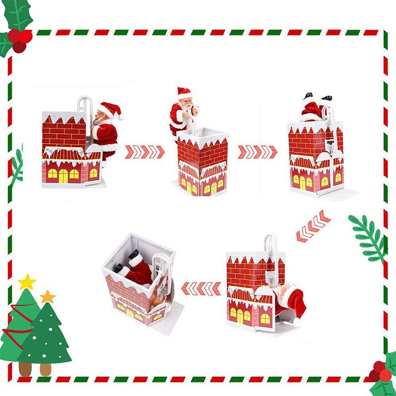 Plush Santa Claus figure, red suit, white beard, interactive musical Christmas decor