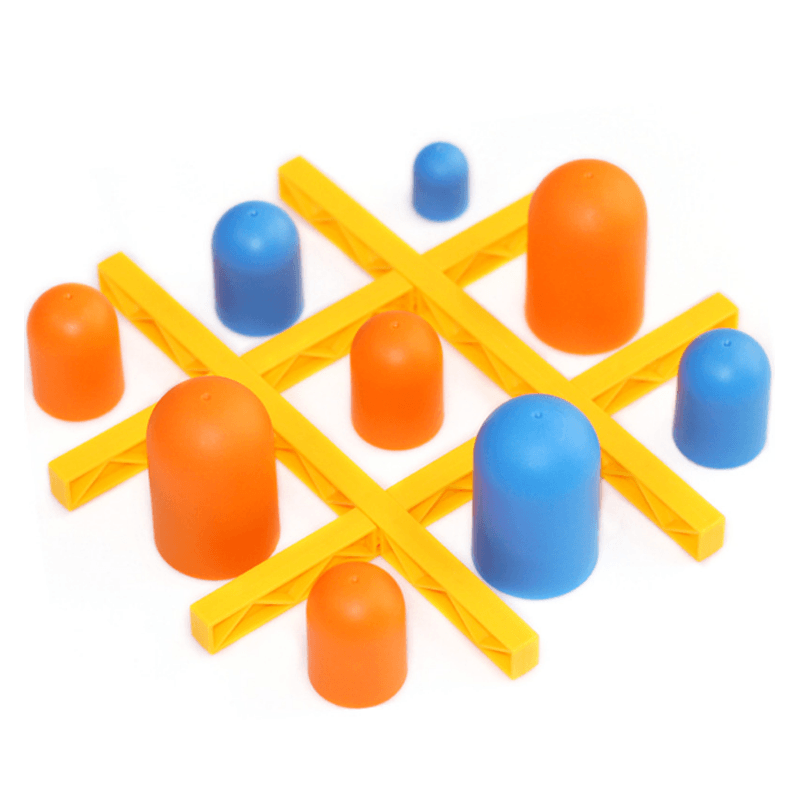 Top-down view of the completed Tic-Tac-Toe game, showcasing the winner in this classic puzzle