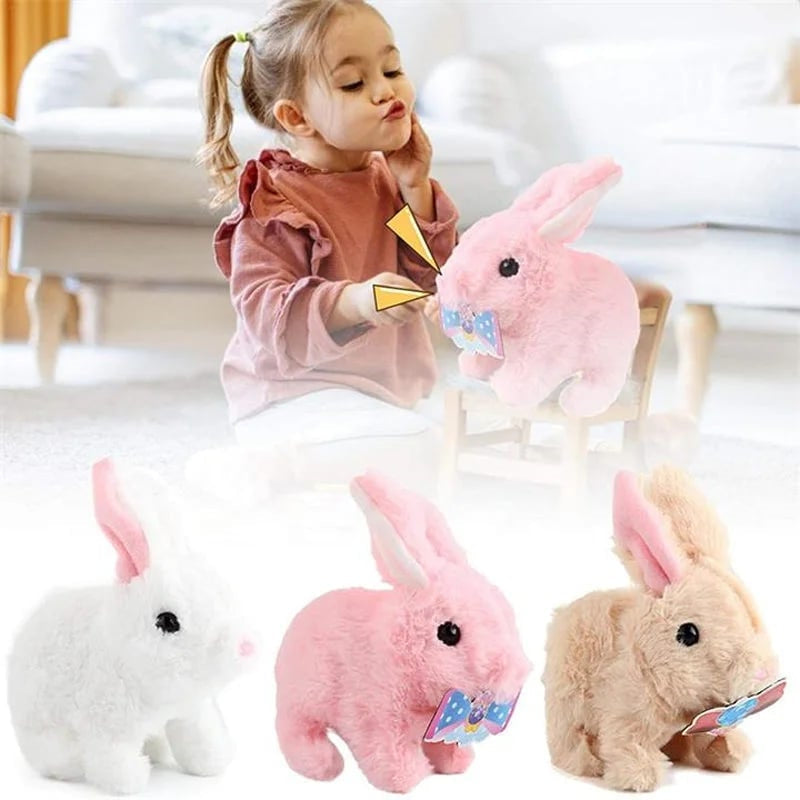 Interactive walking plush bunny toy, perfect Easter gift for kids with sound effects