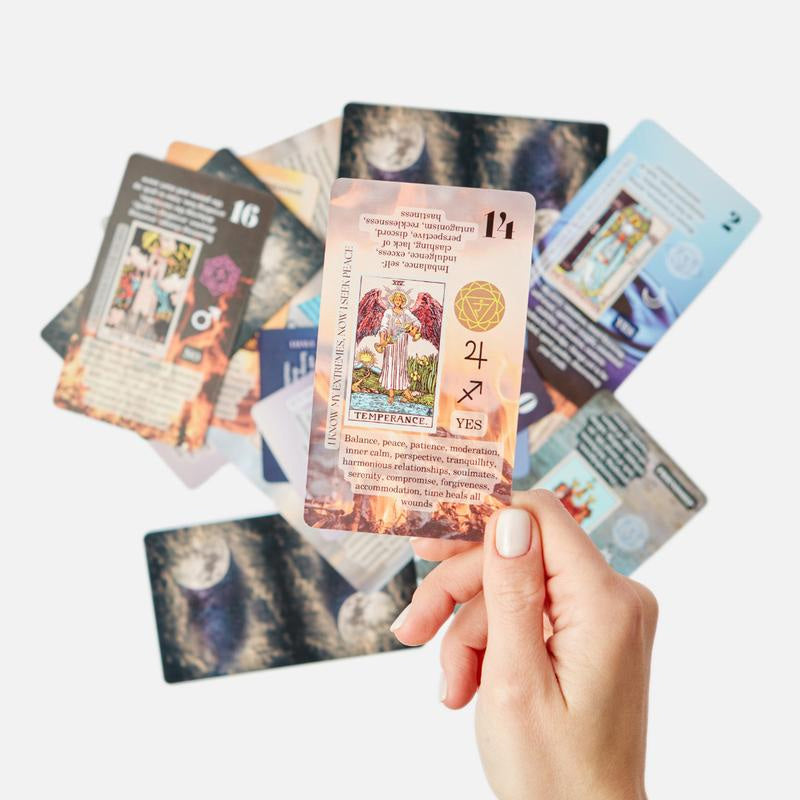 Person shuffling the Intuitive Tarot Card Deck, ready for a fortune telling session.