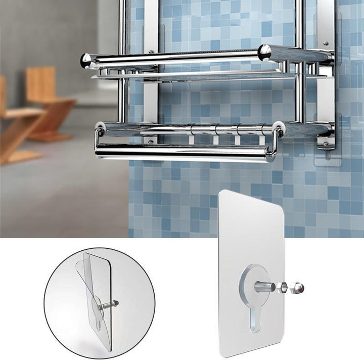 Invisible adhesive wall hooks, transparent, for damage-free no-drill mounting & home organization