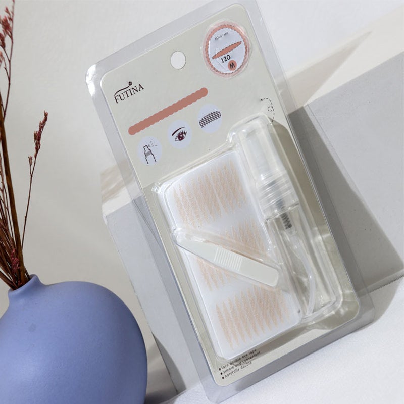 Detailed view of the texture of invisible eyelid tape, highlighting its skin-friendly material.