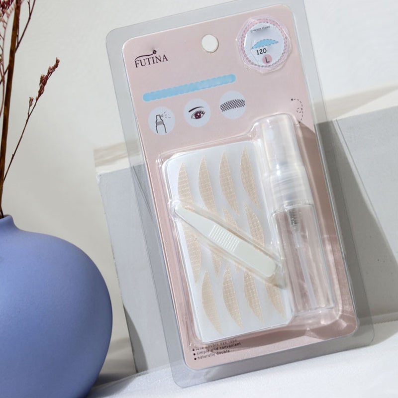 Invisible eyelid lifting tapes in a compact case, perfect makeup accessory for on-the-go beauty.