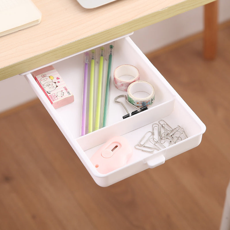 Clutter-free desk with an invisible storage drawer, dark grey, for a tidy home office.