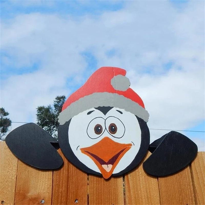 Elk character garden fence decor, charming outdoor Christmas peeker for holiday spirit