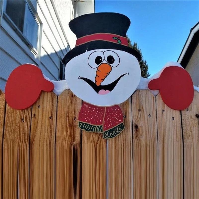 Unisex Christmas character fence decor, weatherproof Santa peeker for outdoor display