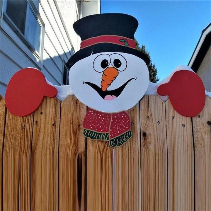 Unisex Christmas character fence decor, weatherproof Santa peeker for outdoor display
