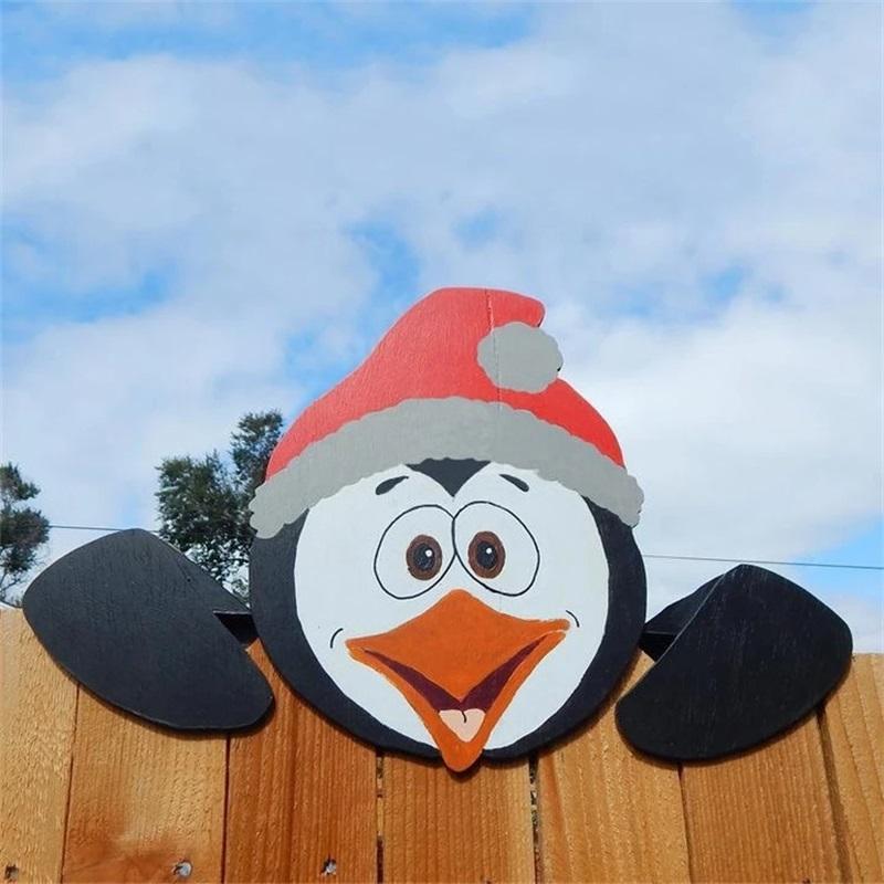 Festive snowman fence ornament, durable outdoor Christmas decoration for gardens