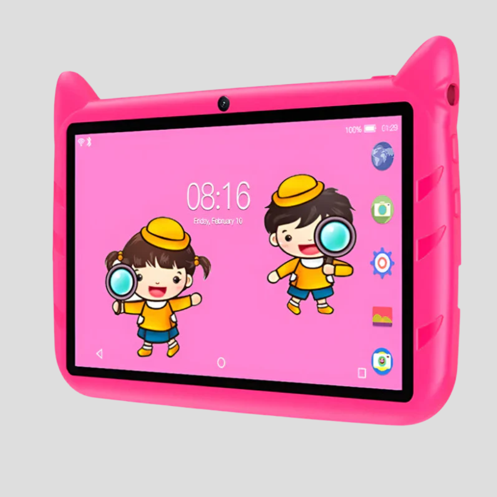 Kids' 7-inch Android tablet with 5G WiFi, 4GB RAM & 64GB storage for educational games & portable entertainment.