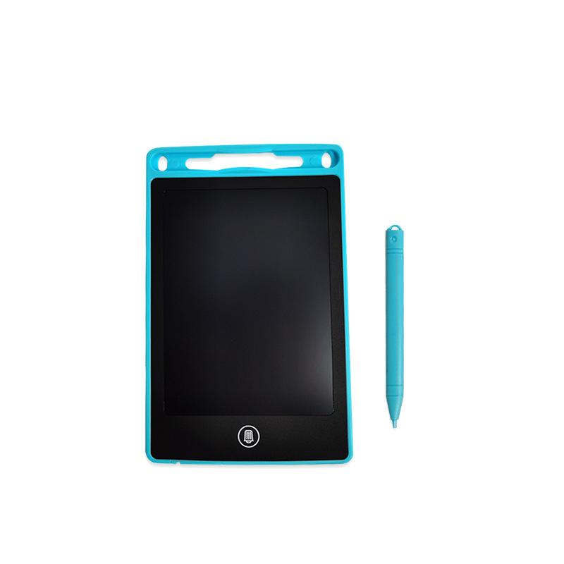 Ergonomic stylus resting on a black kids' LCD drawing tablet, highlighting its user-friendly design.