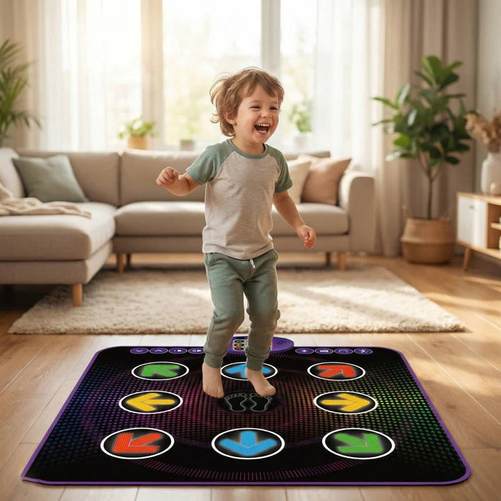 Children's Bluetooth dance mat with light-up pads, an electronic music game for active indoor play.