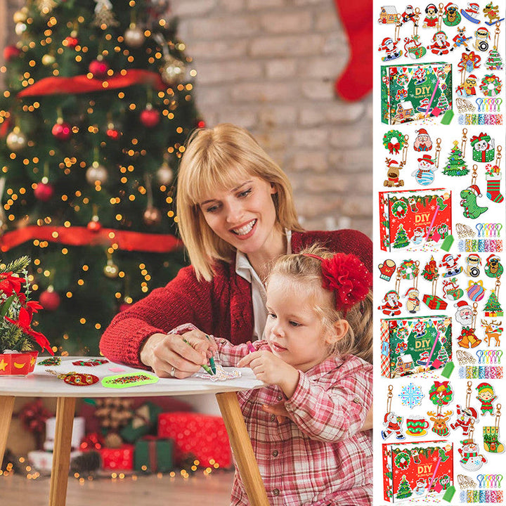 Kids' Christmas Diamond Painting Sticker & Keychain Kit with Santa and reindeer designs