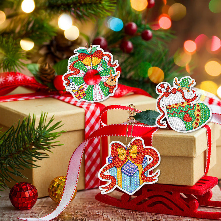 Christmas stocking diamond painting design for kids' craft activity