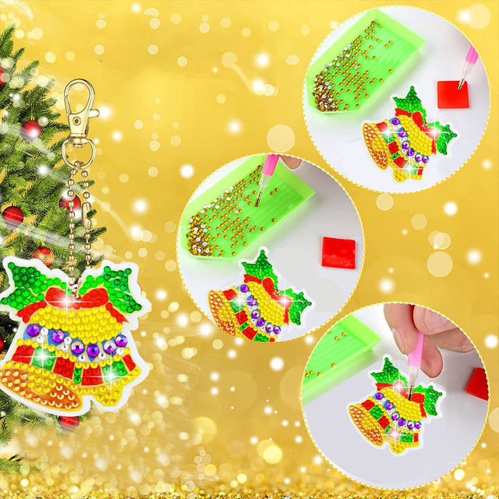 Close-up of a finished Christmas tree diamond painting sticker