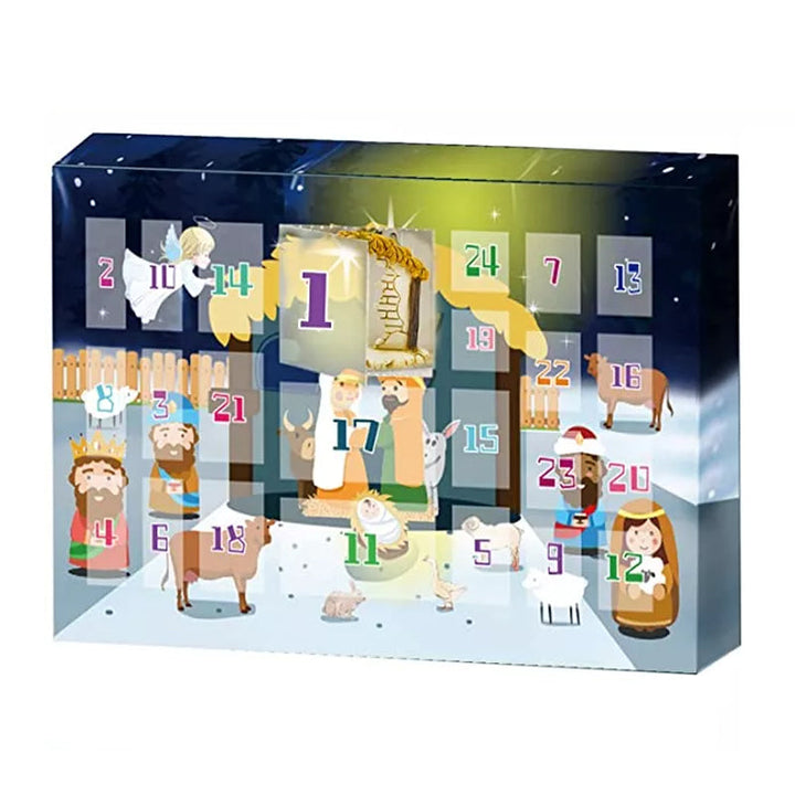 Group of Kids' Christmas Nativity Advent Calendars, ready for holiday gifting.