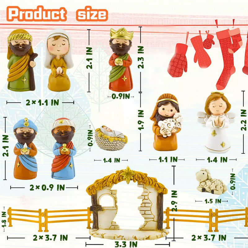 Kids' religious Christmas Advent Calendar featuring Mary, Joseph, and baby Jesus characters.