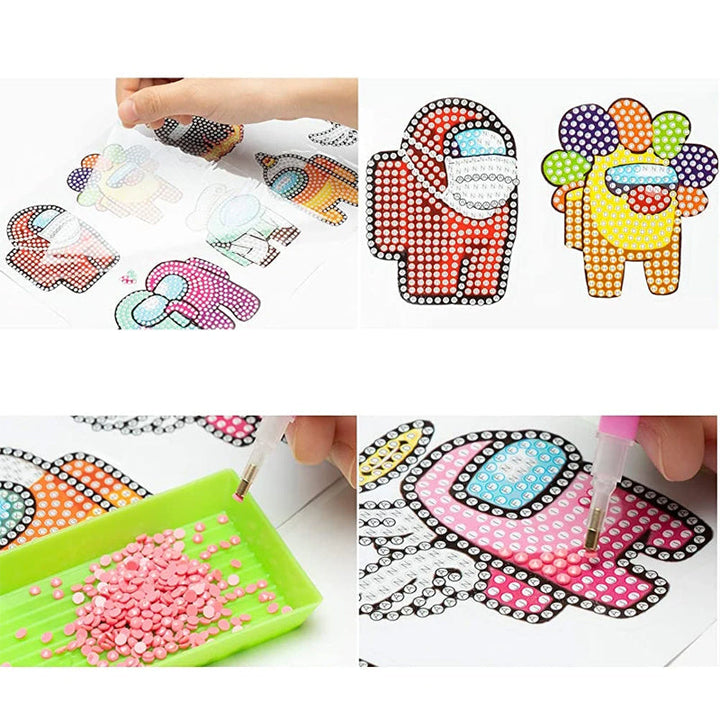 Cartoon character DIY diamond painting set for children, encouraging artistic expression & focus