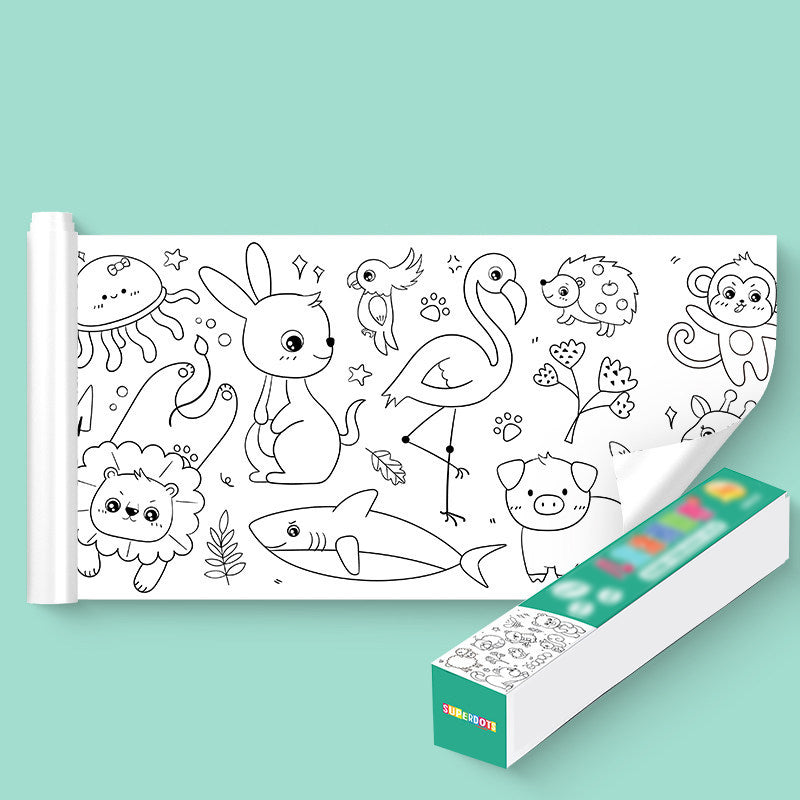 Kids' educational drawing roll, 10 meters of creative content for hours of artistic development and fun
