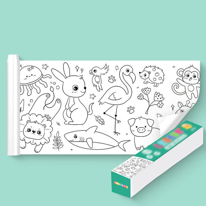Kids' educational drawing roll, 10 meters of creative content for hours of artistic development and fun