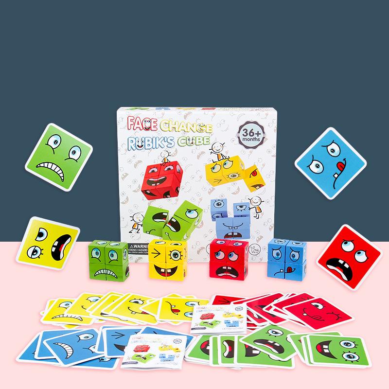 Educational Kids' Expression Puzzle Cubes, an interactive building blocks game for skill development
