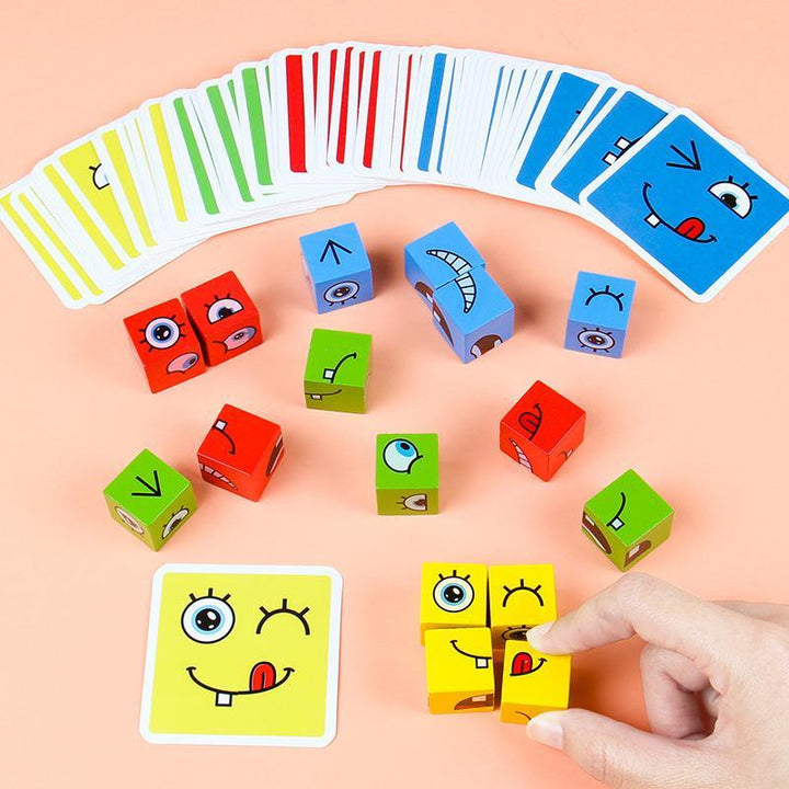 Set of Kids' Educational Expression Puzzle Cubes, building blocks promoting cognitive development