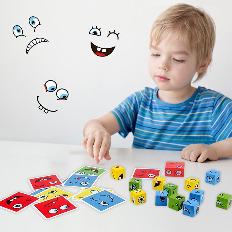 Brightly colored Kids' Educational Expression Puzzle Cubes, a fun learning toy for young children