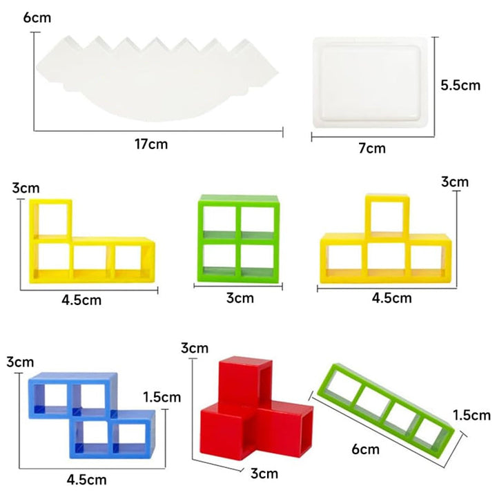 Swing Stack-Up Balance Toy packaging with image of kids playing, highlighting its educational benefits.