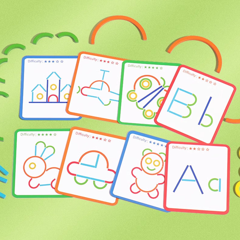 Various wooden puzzle pieces from the set, brightly colored to attract kids' attention & stimulate learning